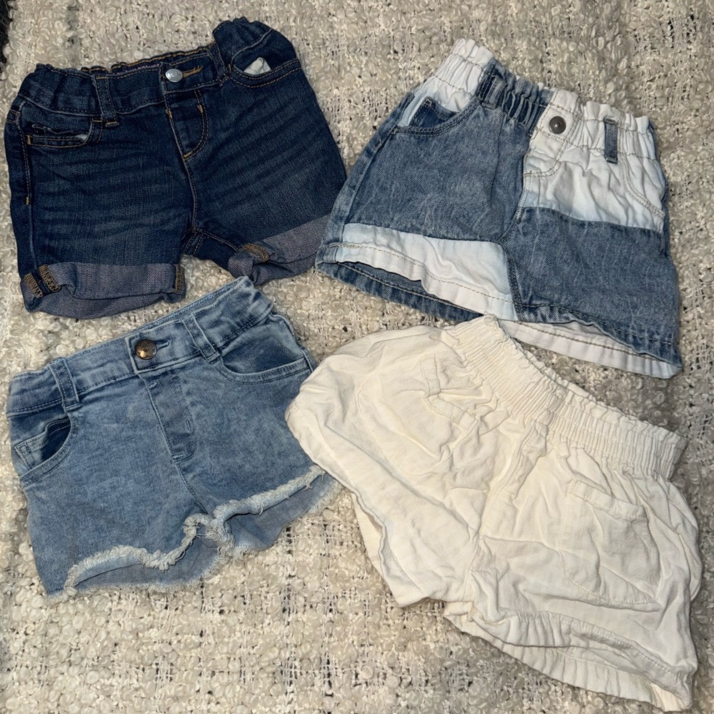 Kids Denim and White Shorts Set